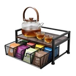 Tea Bag Organizer, Wooden Storage Box With Metal Drawer, 8-COMPARTMENT Te.... Fixed Price $41.09.