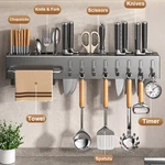 Pot Pan Rail Rack Hooks Holder Hanging Kitchen Organizer Wall Mount Home Shelf. Fixed Price $11.99.