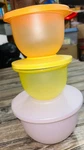 Tupperware Impressions Bowls (set Of 3) Mixing Storage #3621 #3095 Yellow White. Fixed Price $19.99.