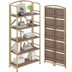 No-assembly Gold Folding Bookshelf Storage Shelves 5 Tiers Vintage Multifunct.... Fixed Price $209.98.