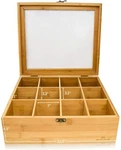 Royal House Natural Bamboo Tea Box Storage Organizer, 12 Compartments Pack Of 1.. Fixed Price $29.99.