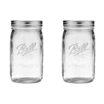 Ball Quart (32OZ) Jar With Silver Lid, Wide Mouth, Set Of Pack 2, Clear. Fixed Price $24.34.