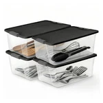 Homz Snaplock Clear Storage Bin With Lid, Small LATCHING-15 Quart, Grey, 4 Count. Fixed Price $51.34.