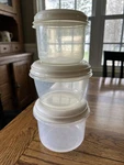 Vtg Rubbermaid Servin Saver 6 Cup #8 4 #2 3 #7 Sheer W/almond Lids. Fixed Price $19.99.