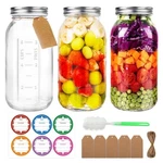 64 Oz Wide Mouth Mason Jars With Lids Bands, 3 Pack Half Gallon Canning J.... Fixed Price $33.11.
