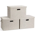 Graciadeco Large Quart Collapsible Stackable Storage Bins With Lids, 3 Packs .... Fixed Price $55.28.