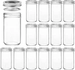 Verones Mason Jars 12 Oz, 15 Pcs Canning Jelly With Green,silver. Fixed Price $34.52.
