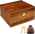 Wooden Storage Box With Hinged And Locking Key Large Premium Solid Acacia. Fixed Price $56.95.