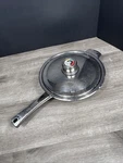 Zepter Stainless Steel Fry Pan W/ Lid, Thermo Control System, 11 Helper Handle. Fixed Price $99.99.