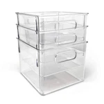 Isaac Jacobs 3-PACK Medium Clear Storage Bins With Handles, Plastic Organizer. Fixed Price $44.92.