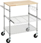 3-TIER Rolling Kitchen Cart With 18" X 30" Oak Wood Tabletop, Island. Fixed Price $182.99.