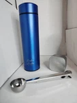 Drink & Coffee Smart Cup Thermos With Built-in Thermometer W/ Tea Tin And Spoon. Fixed Price $13.99.
