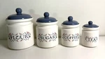 Vintage Jay Imports Corelle Prinston Kitchen Canister White Blue Floral Set 4. Fixed Price $69.95.