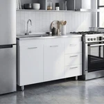 Ferretti Utility Sink Base Cabinet With Stainless Steel Countertop, Three Storag. Fixed Price $379.99.