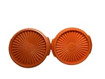 Vintage Orange Tupperware Lot Bowls 1322-13 & 886-19, Lids 812-28 812-25. Fixed Price $7.00.