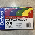 Oxford Durable Poly 1/5 Tab, A-z Card Guides, Assorted Colors, 8. Fixed Price $12.00.