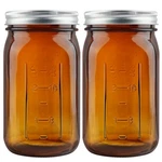 Carblin Pack Mason Jars 32 Oz, Amber Wide Mouth Canning With. Fixed Price $24.97.