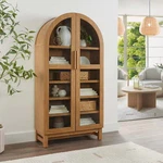 Juliet Arch Cabinet Light Honey Finish 5 Interior Shelves Tempered Glass Doors. Fixed Price $370.89.