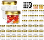 Betrome Oz Clear Glass Jars With Metal Golden Lids, Pack Of 40, 100ML Round Ca. Fixed Price $42.99.