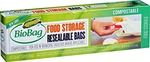 Biobag Resealable Compostable Food Storage Bags, Quart, 20 Count. Fixed Price $9.69.