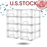 New 8 Pack Clear Stackable Storage Drawers Acrylic Handles Kitchen Bathroom. Fixed Price $67.84.