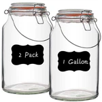 Galssmagic Gallon Glass Jar With LIDS,2 Pack Large 13 Inches, 128OZ. Fixed Price $41.03.