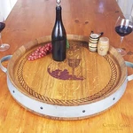 Wine Barrel Top Lazy Susan Turntable Rustic Furniture W/ Engraving Handmade. Fixed Price $145.00.