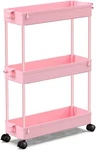 Spacekeeper Slim Rolling Storage Cart, 3 Tier Bathroom Organizer Utility Pink. Fixed Price $30.13.