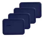 Pyrex Rectangle 3 Cup Storage Lid Cover Blue 4 Pack 7210-PC New For Glass Dish. Fixed Price $15.99.