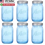 Wellife Blue Wide Mouth Mason Jars 32OZ 6 Pack For Canning And Decor From Usa. Fixed Price $35.88.