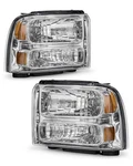 Headlight Assembly Chrome Housing Amber Reflector Ford F250 F350 F450 F550 2005. Fixed Price $179.99.