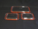 Set Of 3 Pyrex Refrigerator Dish Lids (only) Red Trim. Fixed Price $39.20.