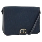 Christian Dior Trotter Canvas Shoulder Bag Navy Gold Auth KA2125. Fixed Price $247.77.