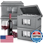 Uiifan 4-PACK Wine Glass Storage Box W/ Dividers, 12-COMPARTMENT Stemware Holder. Fixed Price $81.58.