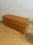 2 Tupperware Stackable Sliding Storage Containers Trays 4497A-1 4496A-1 Orange. Fixed Price $55.00.