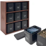 Tea Organizer Rack With 9 Tins & 160 Magnetic Labels Perfect For Bagged Loos. Fixed Price $160.99.