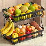 2 Tier Large Fruit Basket For Kitchen Counter With Mobile Banana Hangers,. Fixed Price $17.99.