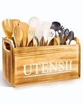 Kitchen Utensil Holder Rustic Large Wooden Organizer Cooking Tools St.... Fixed Price $26.08.