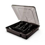 Qinol Silverware Tray W/ Lid, Utensil Drawer Organizer, 5 Comp. Black. Fixed Price $49.67.
