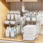 Delamu 2-TIER Under Sink Organizers Stackable Bathroom Kitchen Storage Clear P. Fixed Price $66.23.