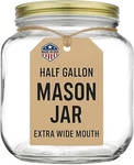 Half Gallon Glass Mason Jar Wide Mouth With Airtight Metal Lid - Made In Usa. Fixed Price $59.00.