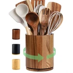 Wooden Utensil Holder, 360 Rotating 7.3'' Large For Kitchen. Fixed Price $29.02.