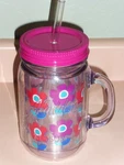 Aladdin Mason Jar 32OZ Bpa Free Pink Lid Mug Tumbler Flowers Double Wall Straw. Fixed Price $33.95.