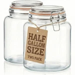 Kitchentoolz Half Gallon Glass Large Mason Jars With Airtight Lid - 64OZ Wide.... Fixed Price $59.75.