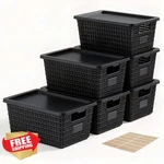 Eoenvivs Black Storage Bins With Lids 6 Pack. Fixed Price $40.99.