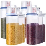 Rice Storage Bin 4 Pcs Cereal Containers Dispenser With Measuring Cup Plastic.... Fixed Price $40.65.