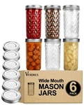 Verones Wide Mouth Mason Jars 22 Oz, Canning 6PACK, Clear. Fixed Price $28.98.