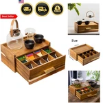 Tea Organizer Storage Box Caddy Wooden Container With Drawer. Fixed Price $97.51.