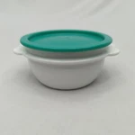 Vtg Nos Tupperware One Touch White Bowl W/ Light Teal Lid 2514A 16OZ 2423E-9. Fixed Price $12.99.