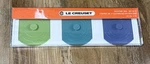 Of 3 Le Creuset Caribbean Palm & Cobalt Blue 4" Silicone Knob Storage Lids. Fixed Price $35.00.